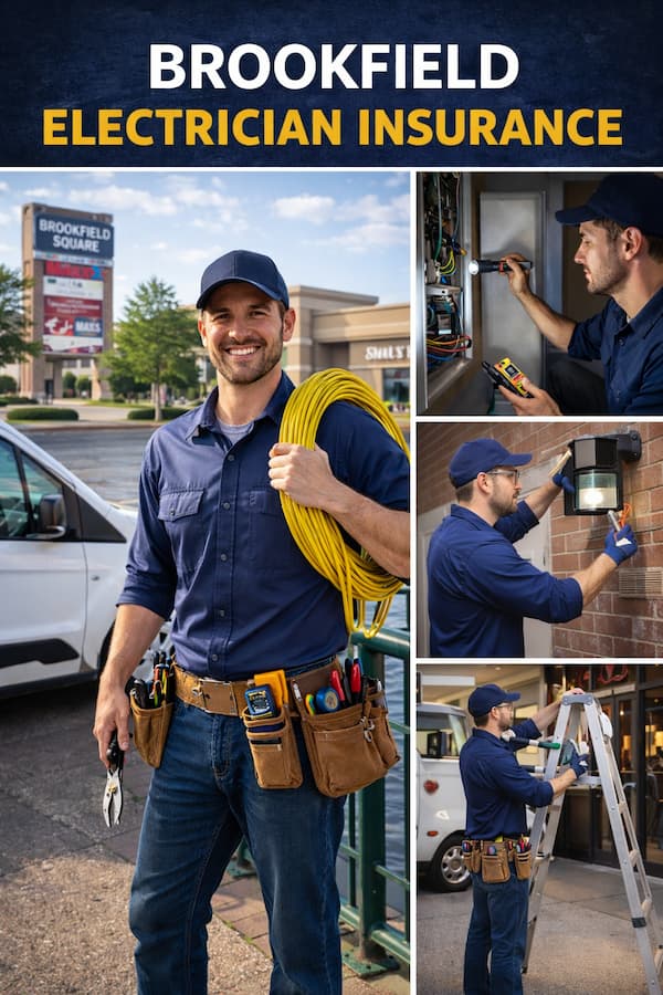 Brookfield electrician insurance hero image for electrical contractors and service vehicles