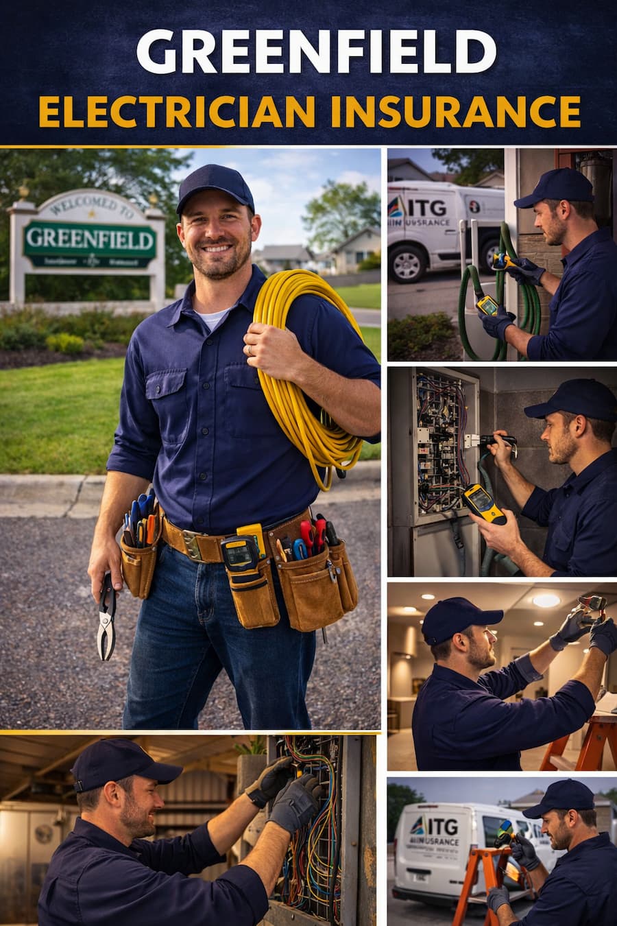 Greenfield electrician insurance hero image for electrical contractors and service vehicles