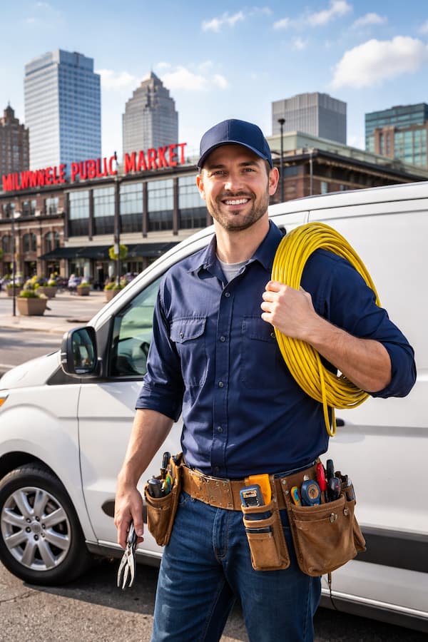 Milwaukee electrician insurance hero image for electrical contractors and service vehicles